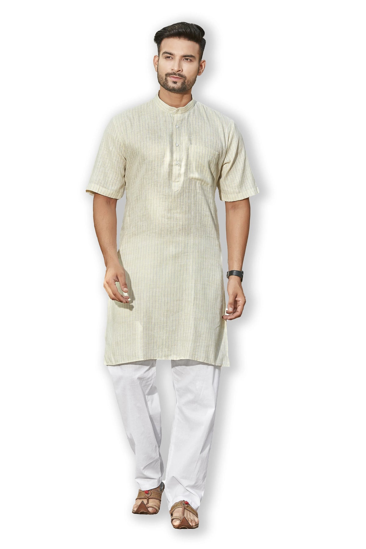 Authentics Half Kurta Beige Lining