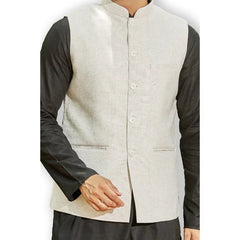 Authentics Nehru Jacket Jute Weave Fawn