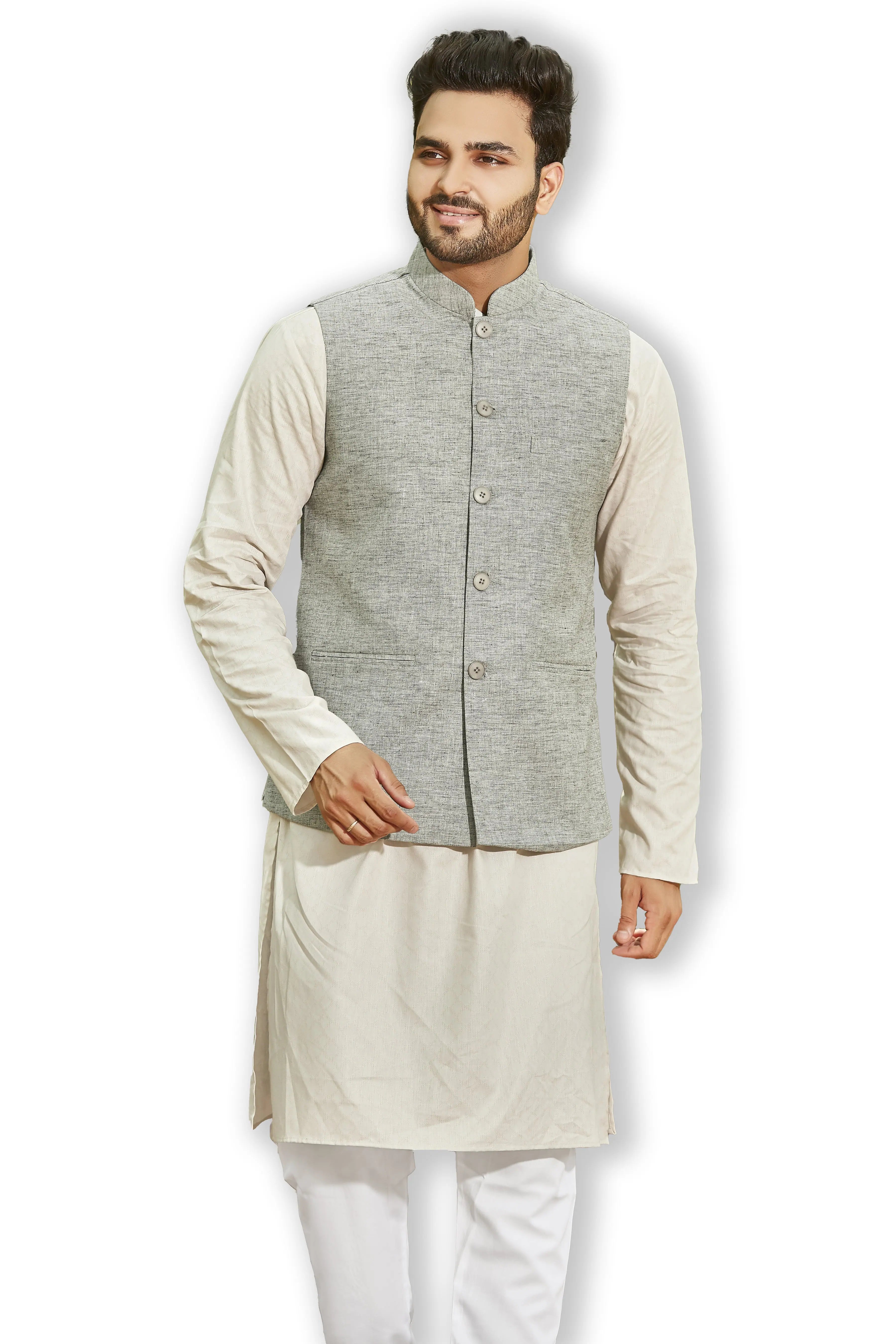 Grey Nehru Jacket: Men's Ethnic Wear with Nehru Collar