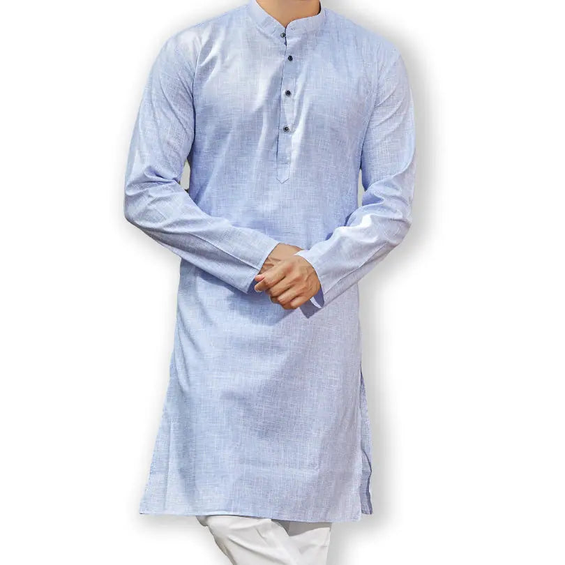Blue Cotton Mens Kurta Pajama Set | Ethnic Kurta Pajama