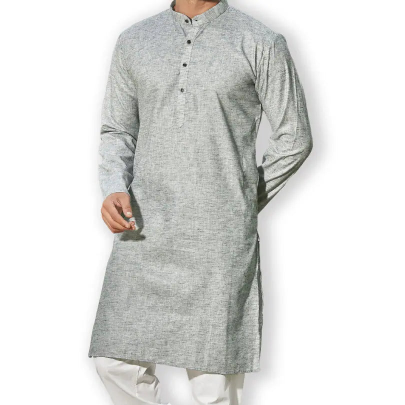 Greenish Grey Kurta Pajama Set | Cotton Mens Kurta Pajama