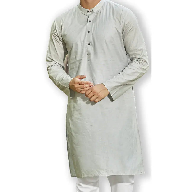 Grey Cotton Mens Kurta Pajama Set | Kurta Pajama