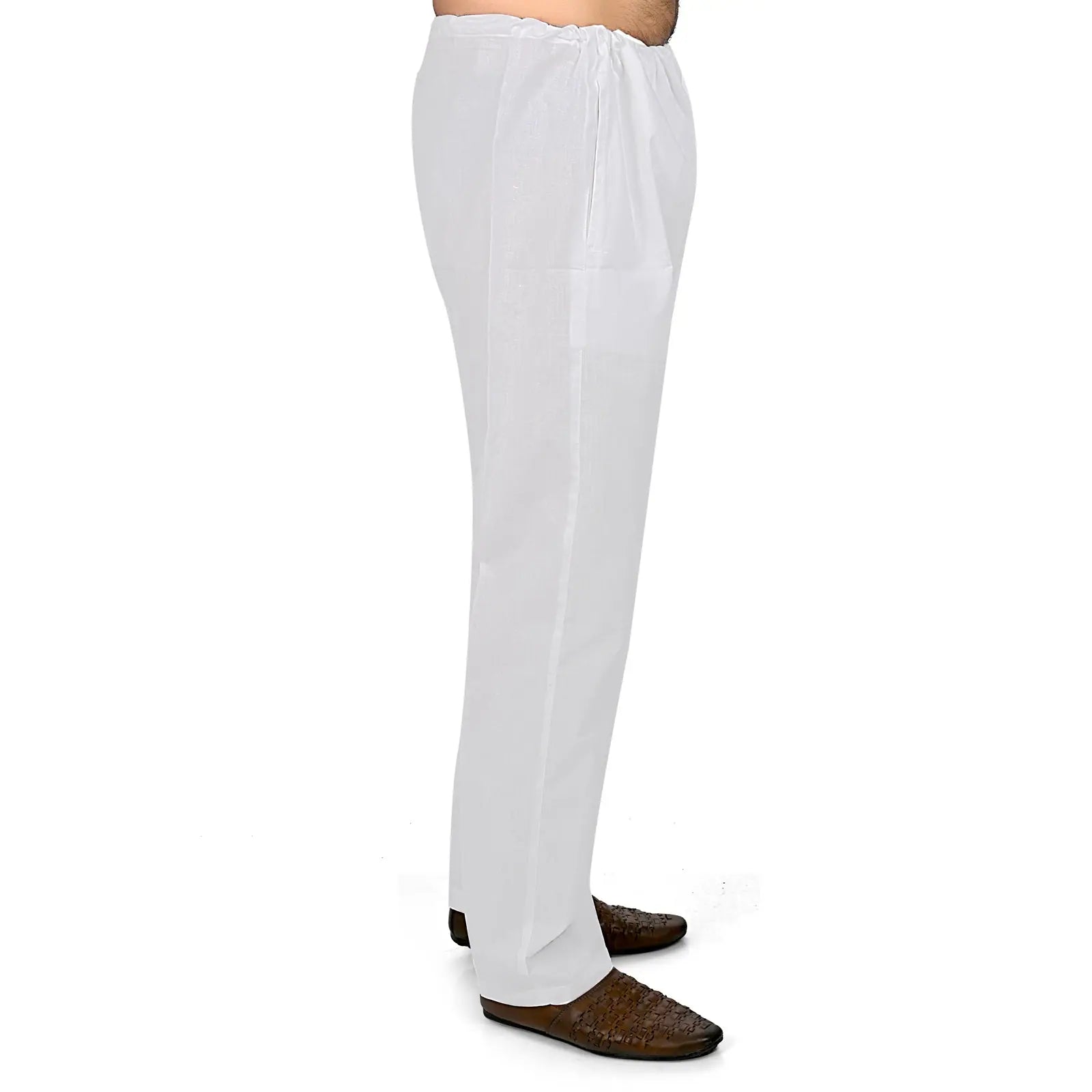 White Cotton Mens Kurta Pajama Set | Elegant Pathani Suit