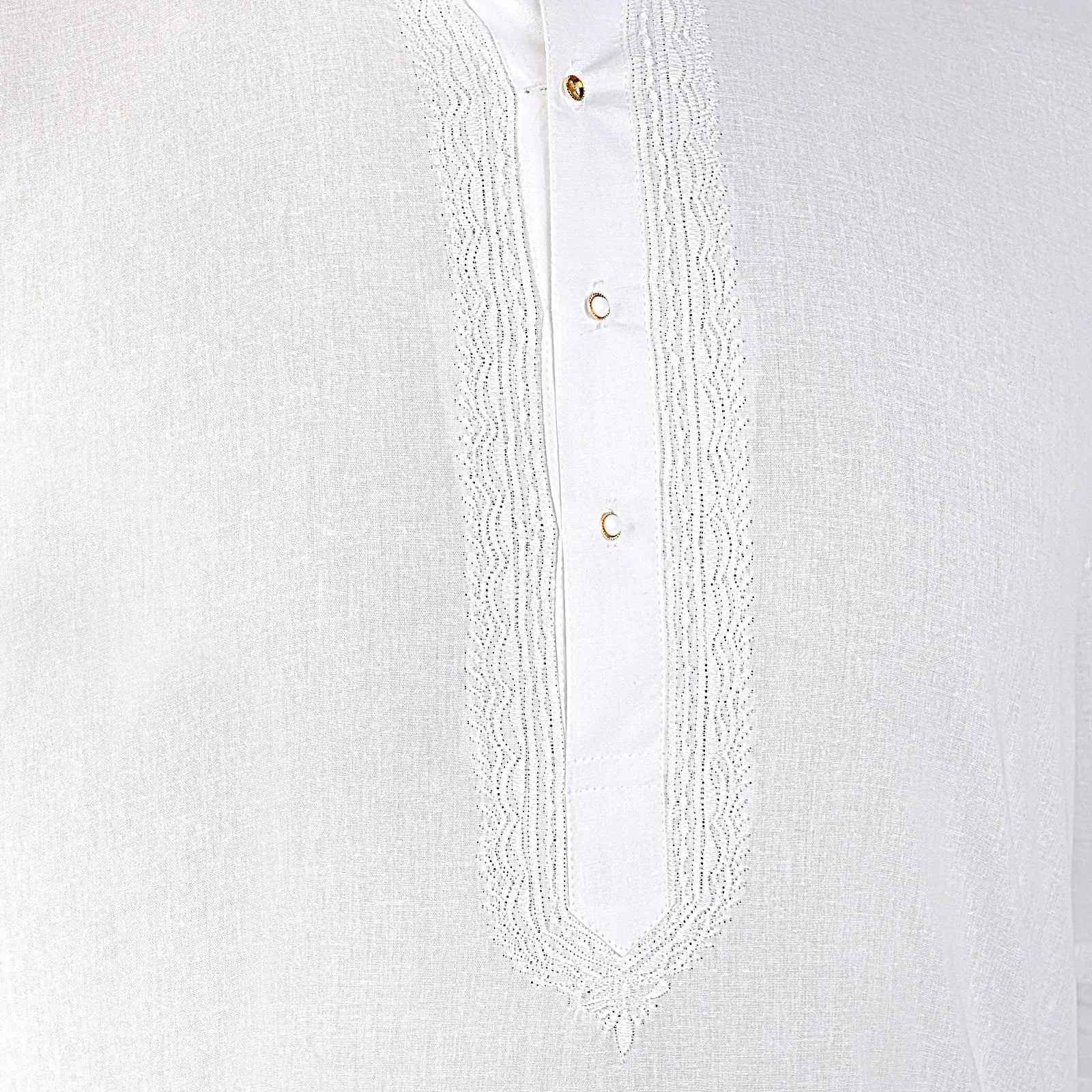 White Cotton Mens Kurta Pajama Set | Elegant Pathani Suit