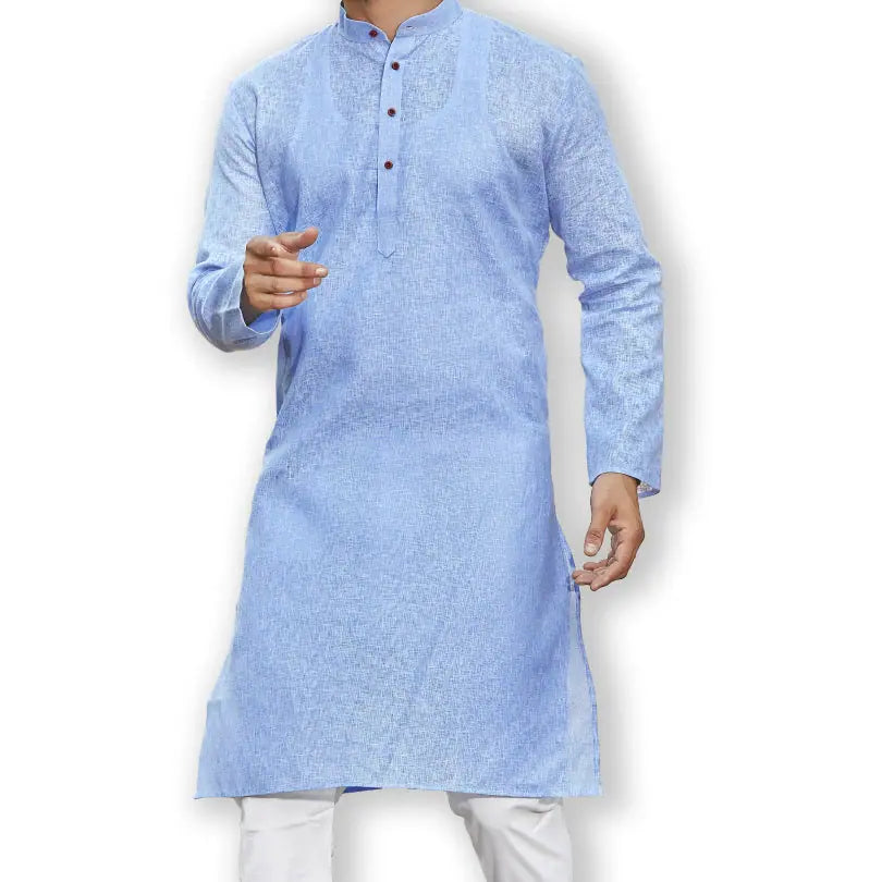 Light Blue Cotton Kurta Pajama Set | Mens Kurta Pajama