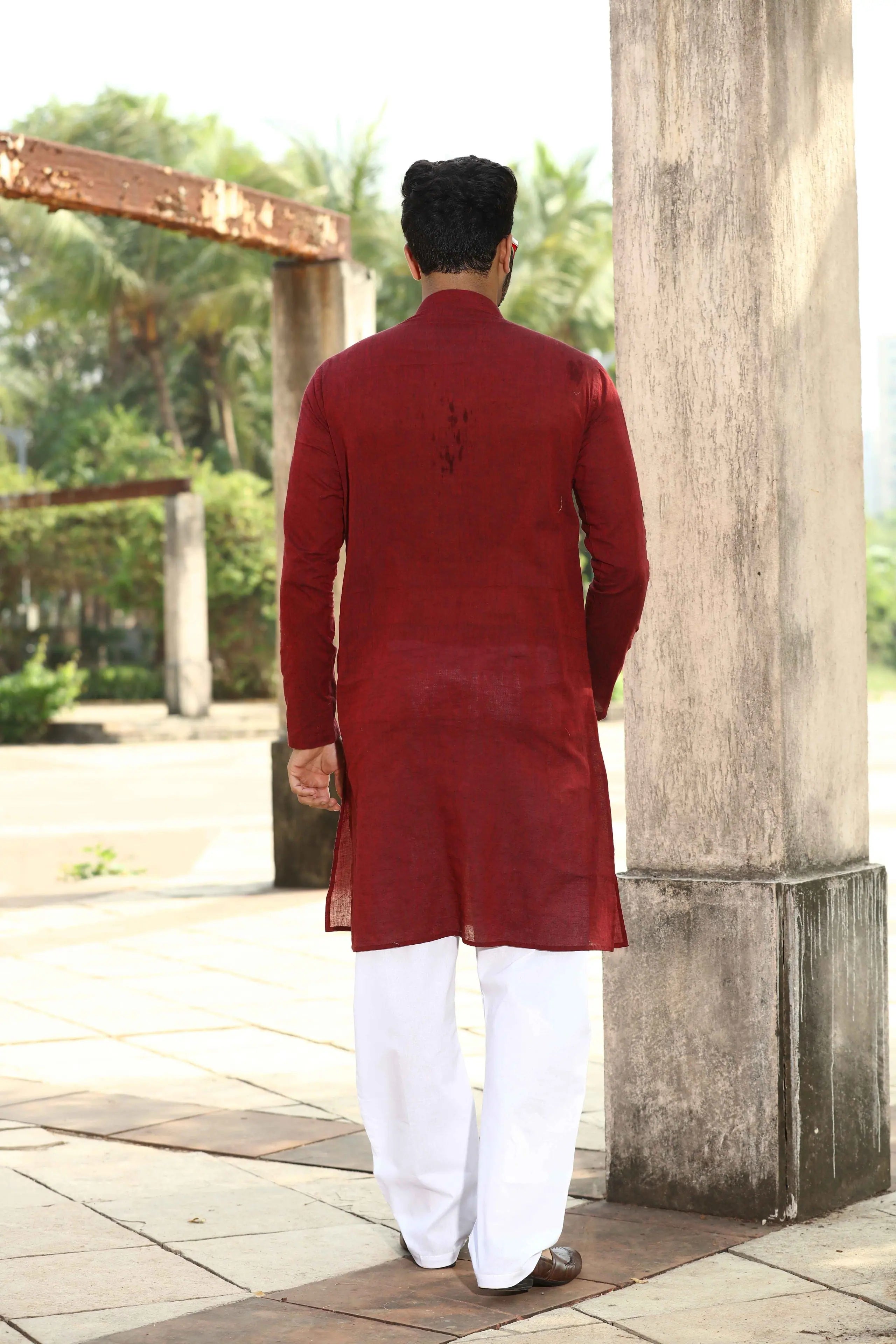 Maroon Kurta Pajama Set | Stylish Mens Kurta Pajama