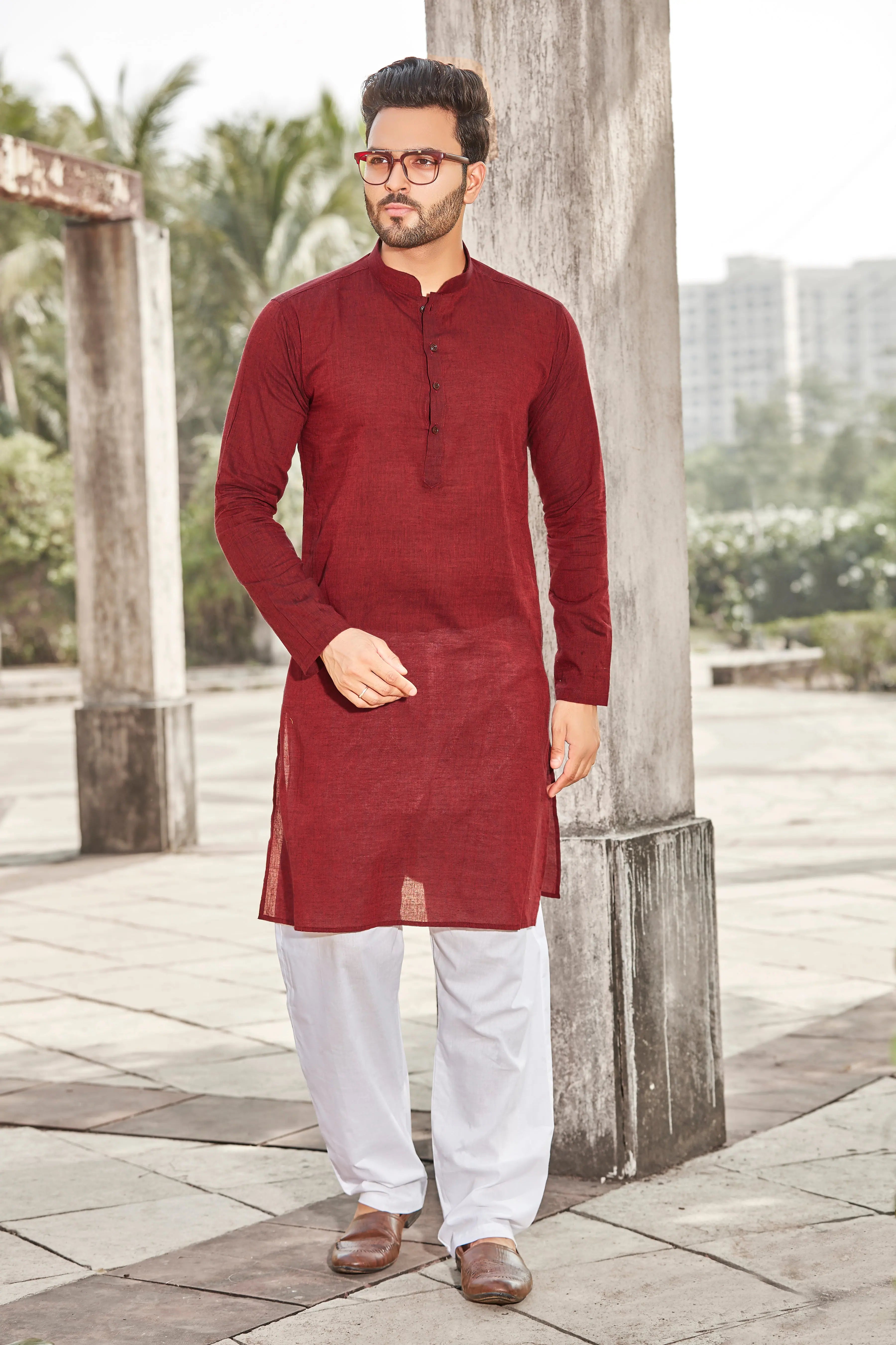 Maroon Kurta Pajama Set | Stylish Mens Kurta Pajama