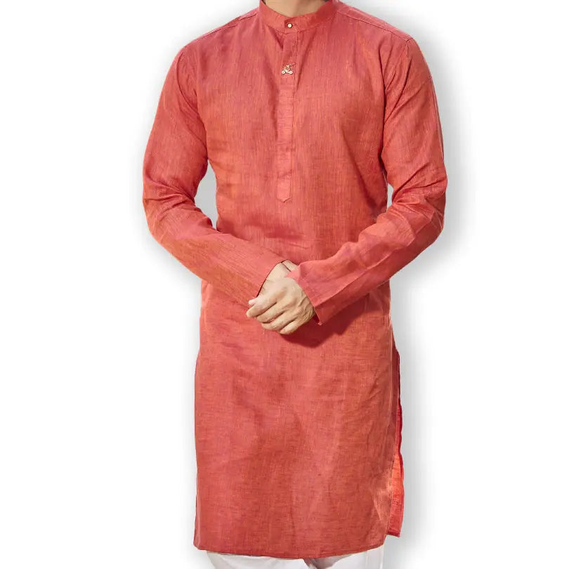 Pink Linen Kurta Pajama Set | Premium Mens Kurta Pajama