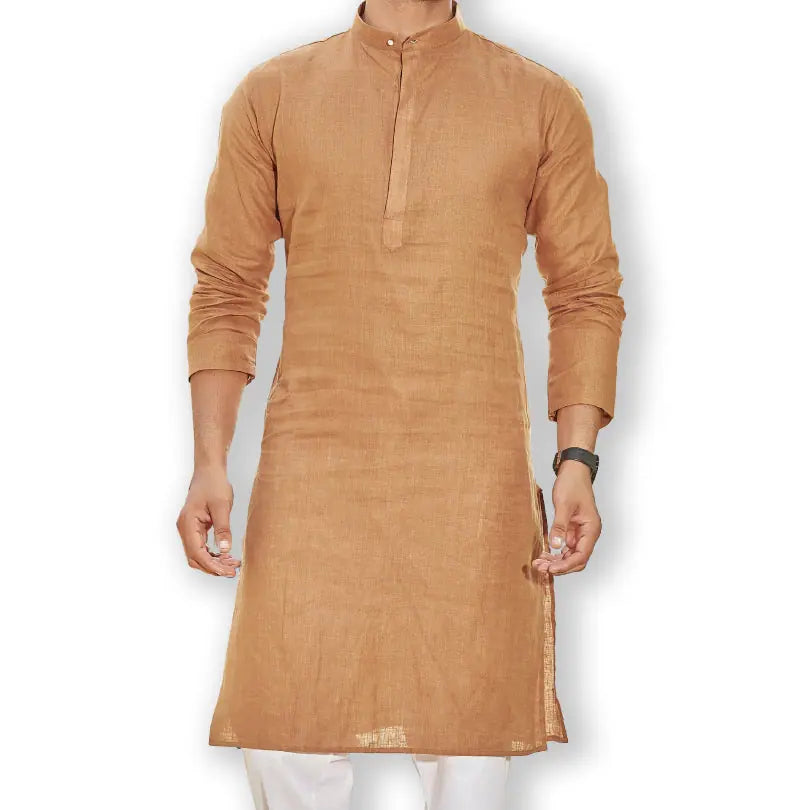 Golden Mustard Linen Kurta Pajama | Mens Kurta Pajama Set