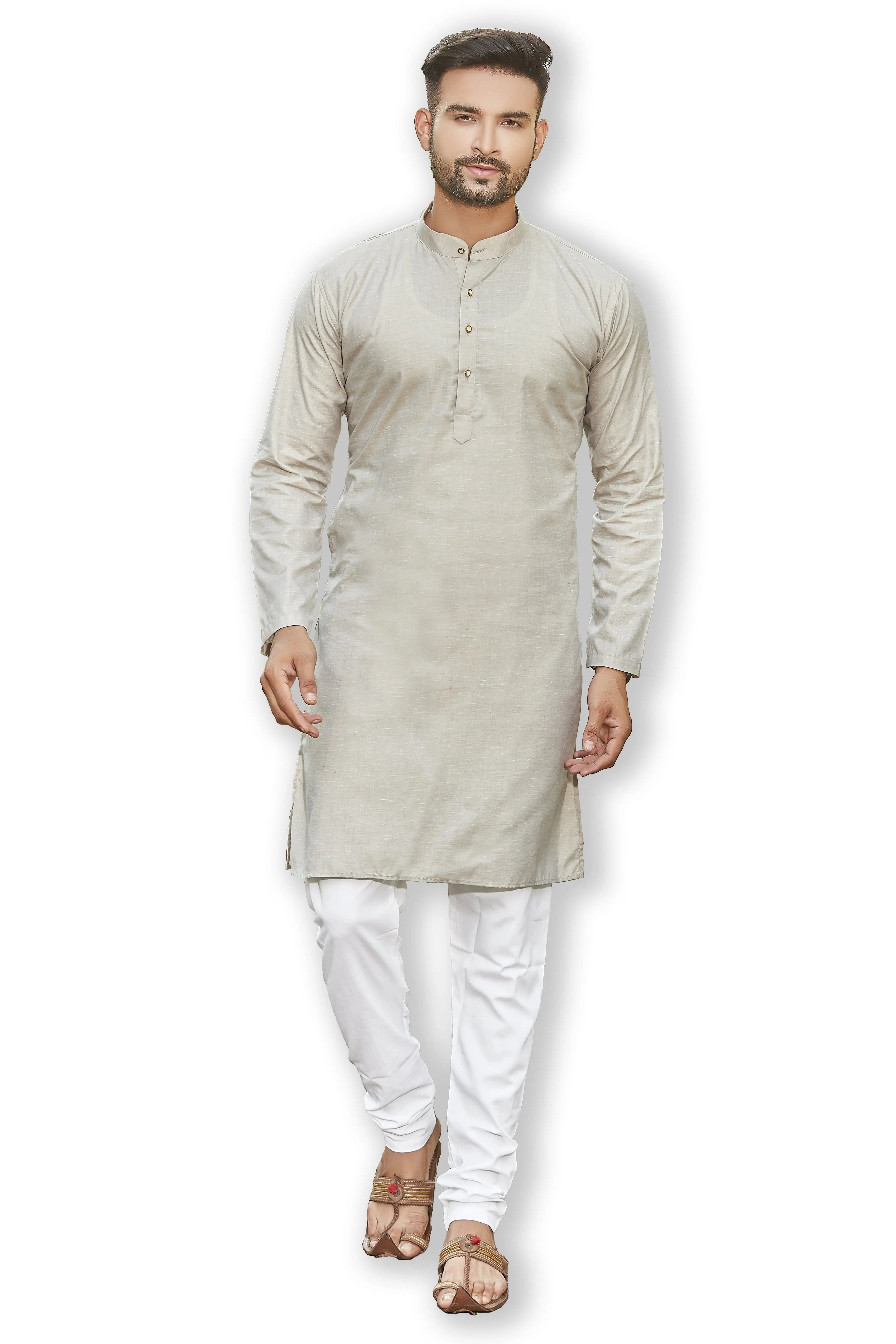 Beige Fawn Kurta Pajama Set - Cotton Kurta Pajama for Men