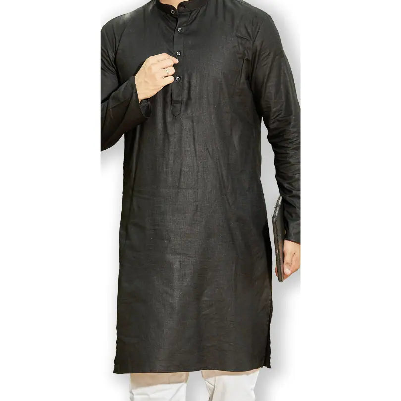 Jute Weave Fawn Kurta Bandi Set | Mens Kurta Pajama