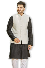 Authentics Kurta Bandi Set Jute Weave Fawn