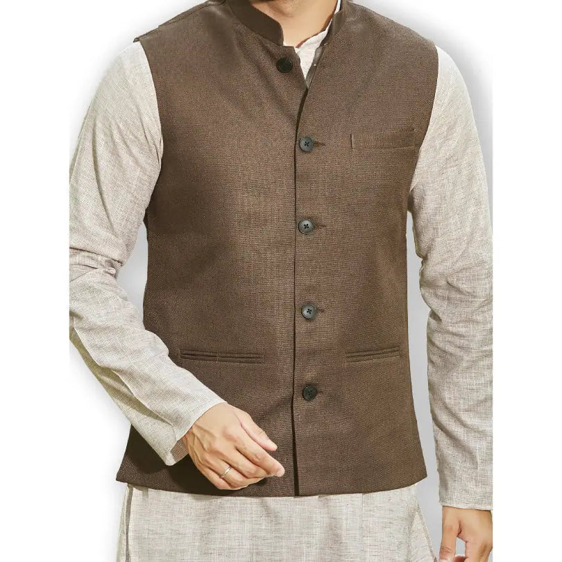Coffee Brown Kurta Bandi Set | Stylish Mens Kurta Pajama
