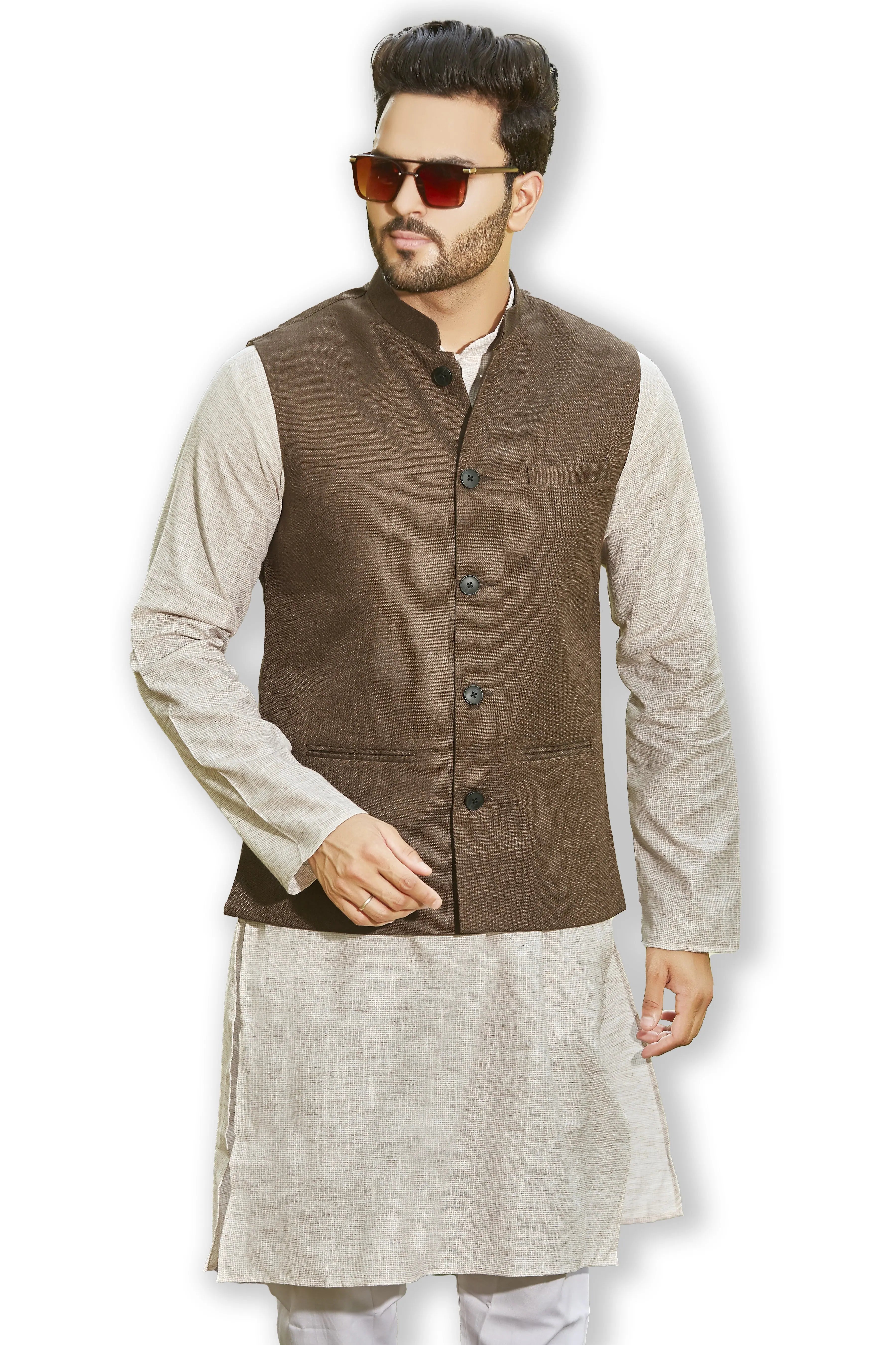 Coffee Brown Kurta Bandi Set | Stylish Mens Kurta Pajama