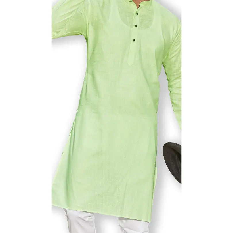Pista Green Cotton Kurta Pajama Set | Mens Kurta Pajama