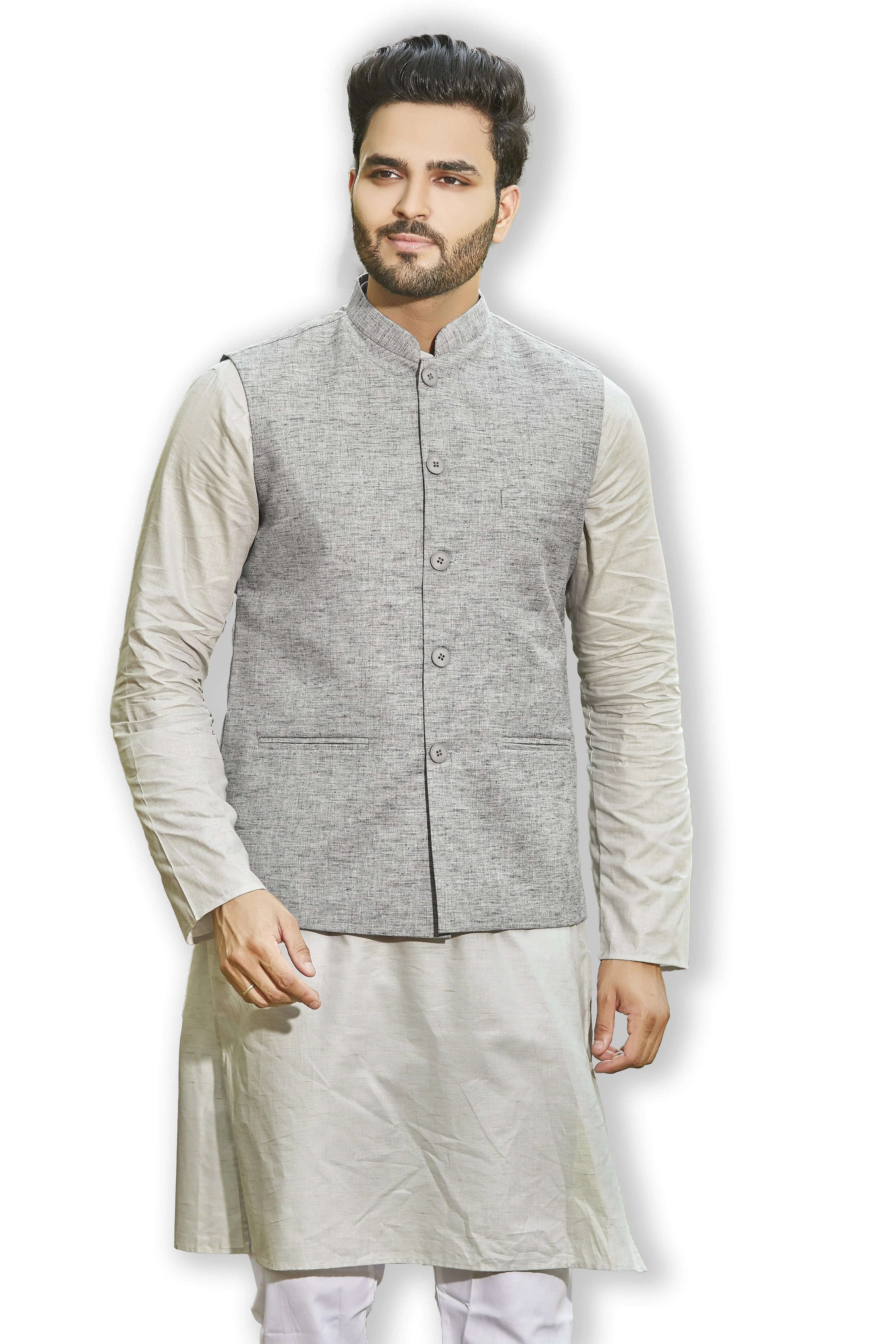 Blue Grey Kurta Bandi Set | Mens Kurta Pajama Online