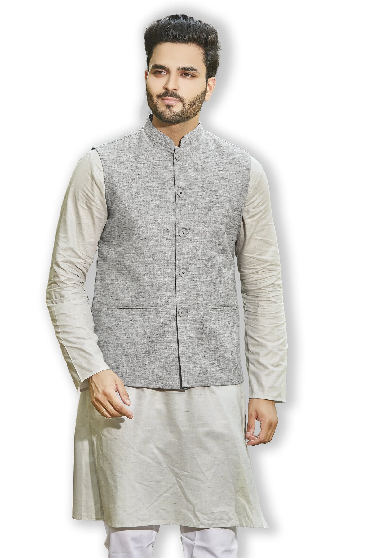 Authentics Kurta Bandi Set Blue Grey