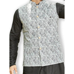 Authentics Kurta Bandi Set Chikan Digital Green