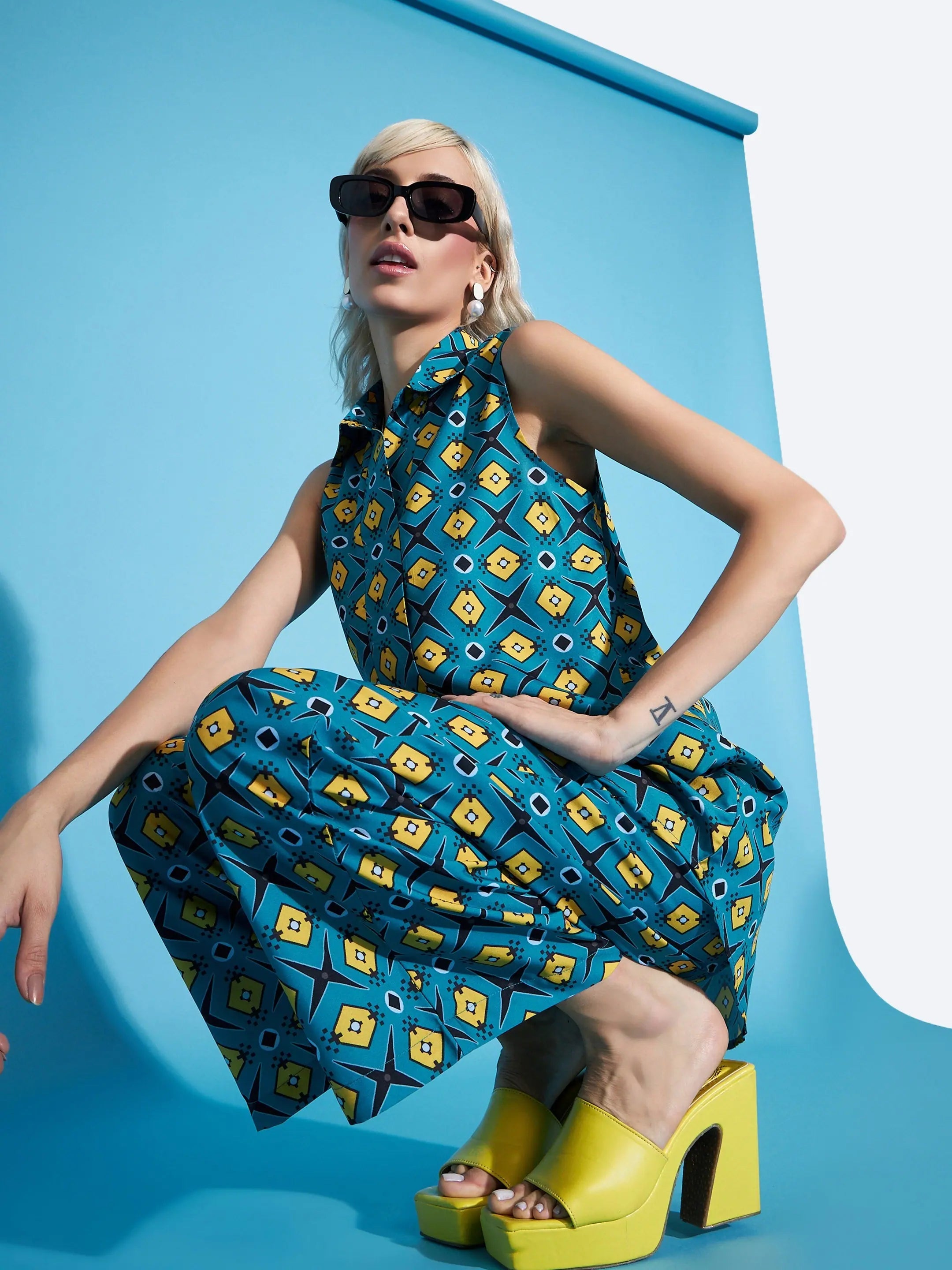 Blue Printed Jumpsuit & Set | Women's Lehenga for Women Style