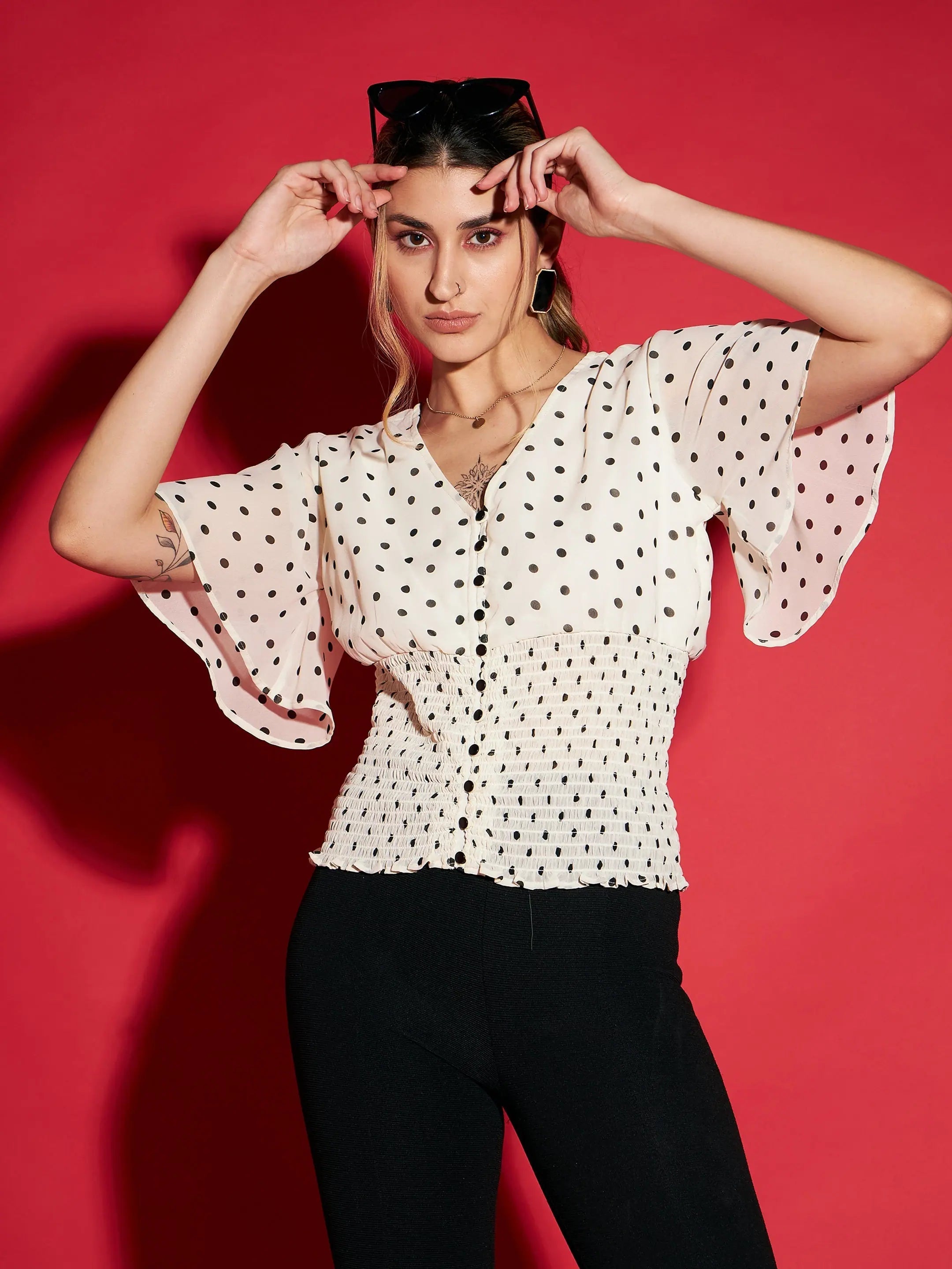Polka Dot Smocked Top | Women's Western Wear | Shop Now!