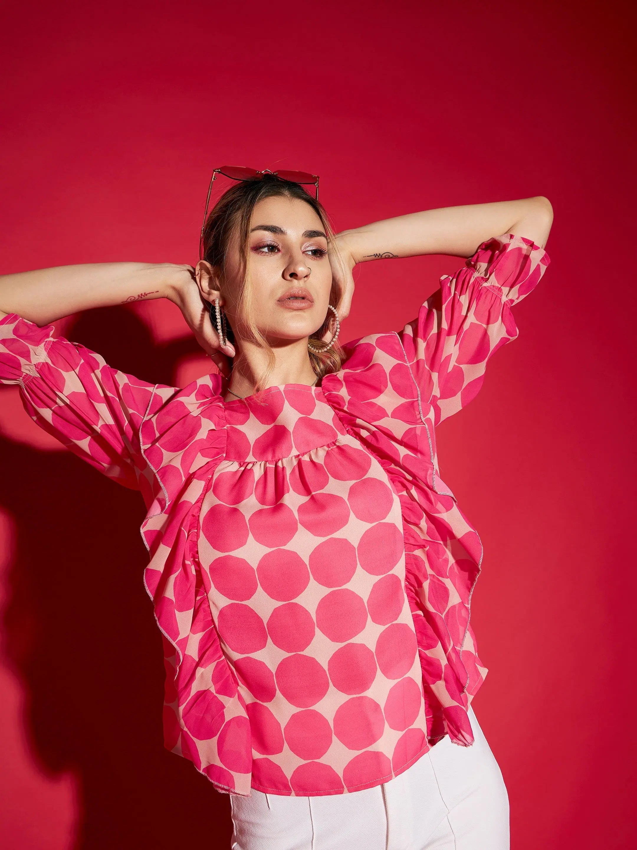 Polka Dot Frill Top | Women's Western Outfits Online Now