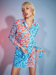 Women Printed Standard Turquoise Jumpsuits & Sets