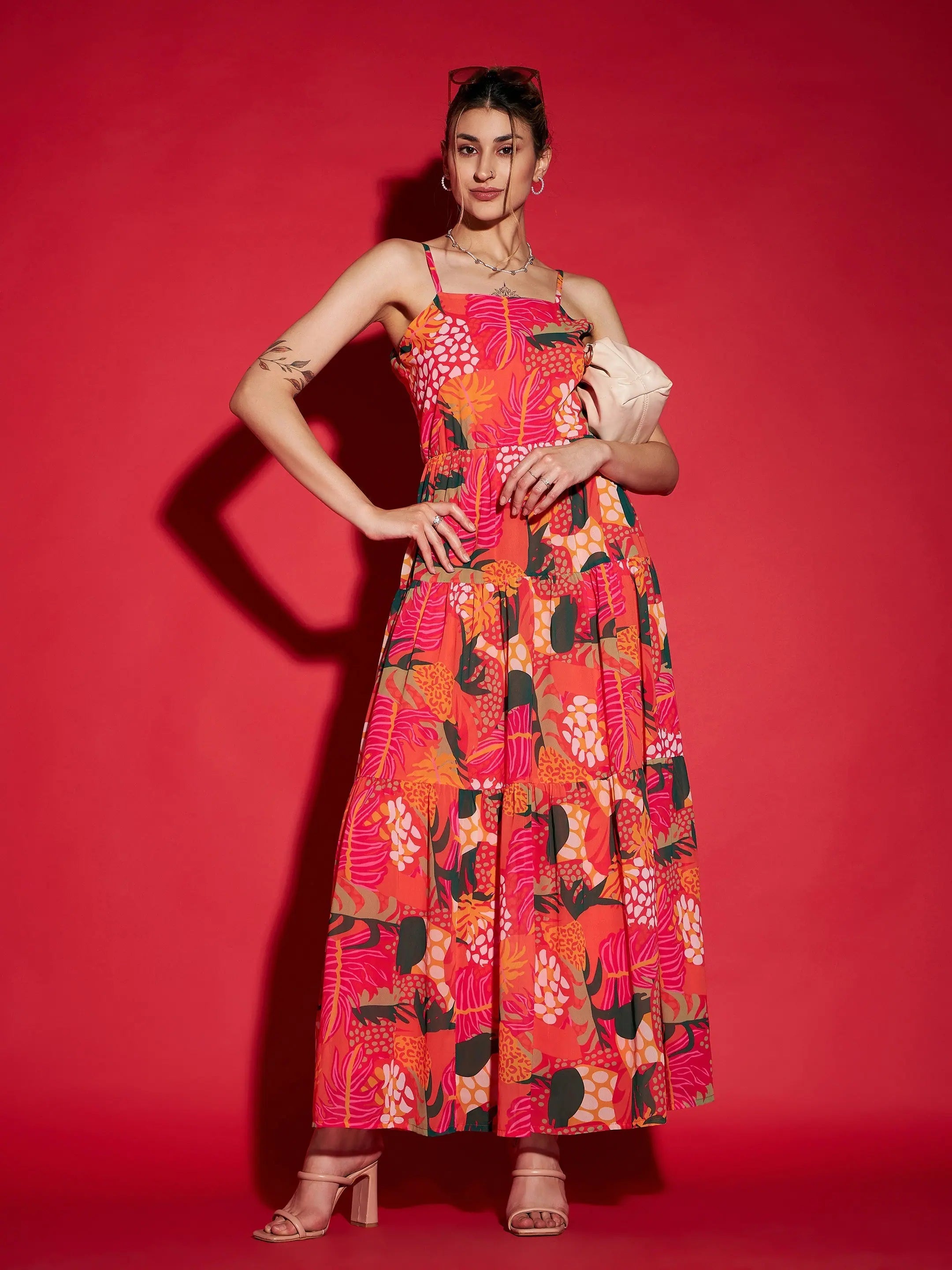 magenta floral maxi dress Rosaline Plunge Maxi Dress, Magenta/Gold Small