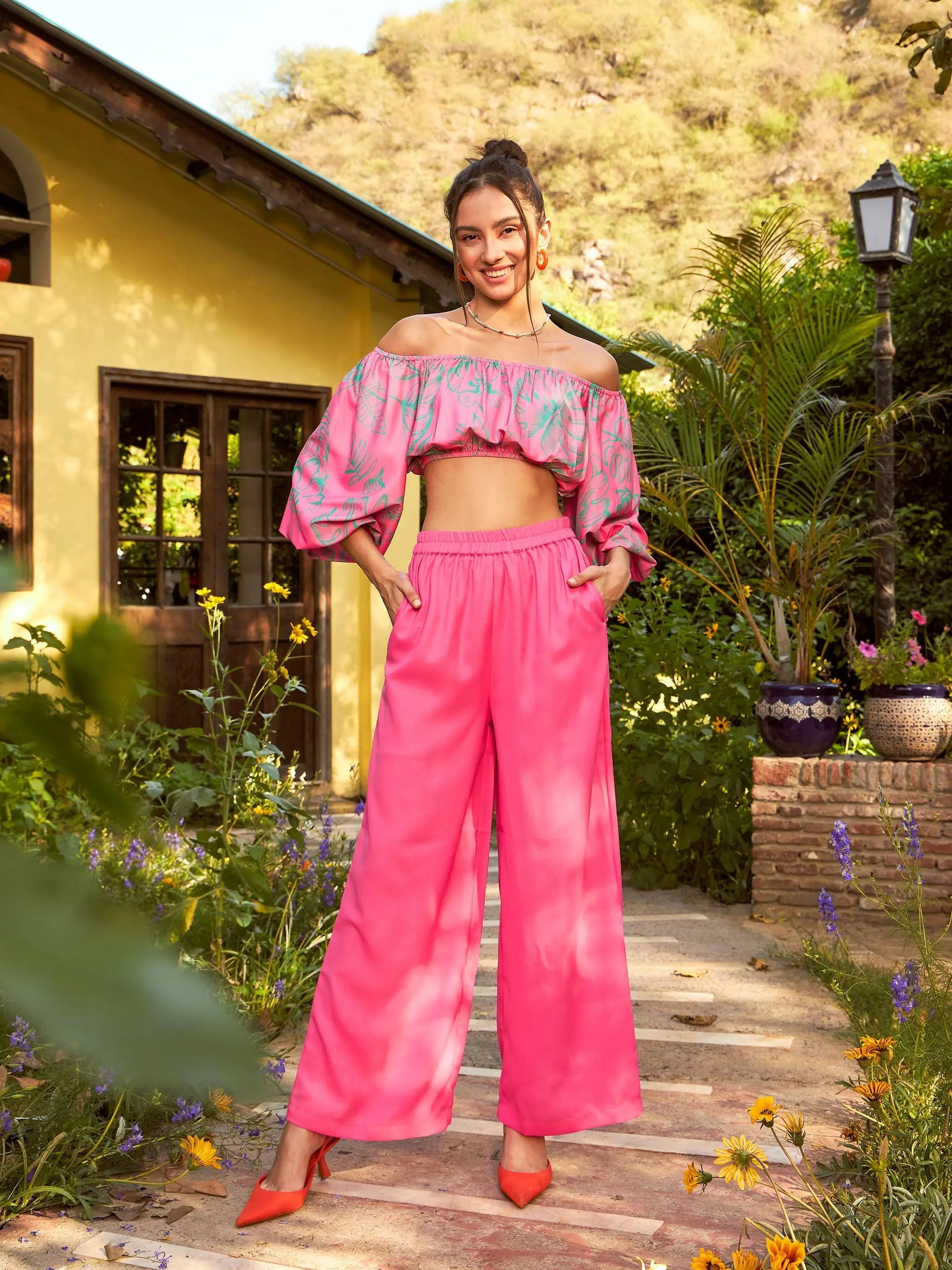 Printed Pink Jumpsuit Set | Festive Lehenga Style Outfit