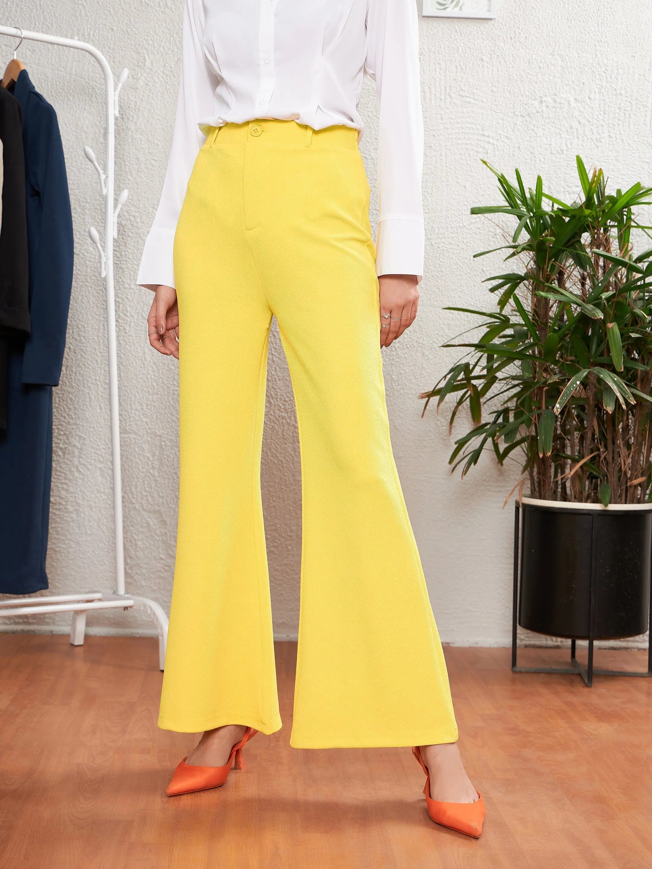 Yellow Bell Bottom Pants | Women's Western Wear Outfits