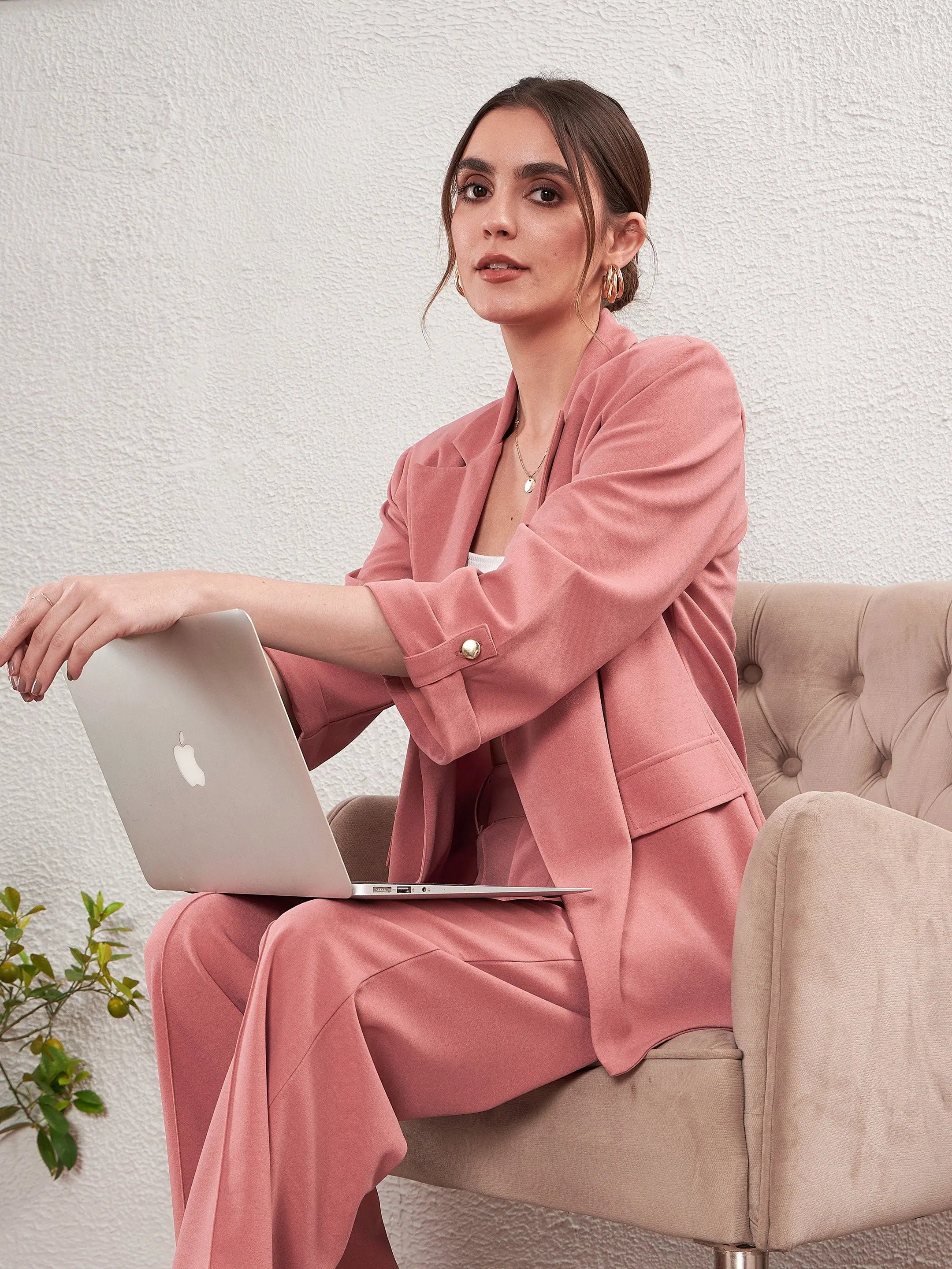 Women's Peach Longline Blazer | Western Outfits for Women