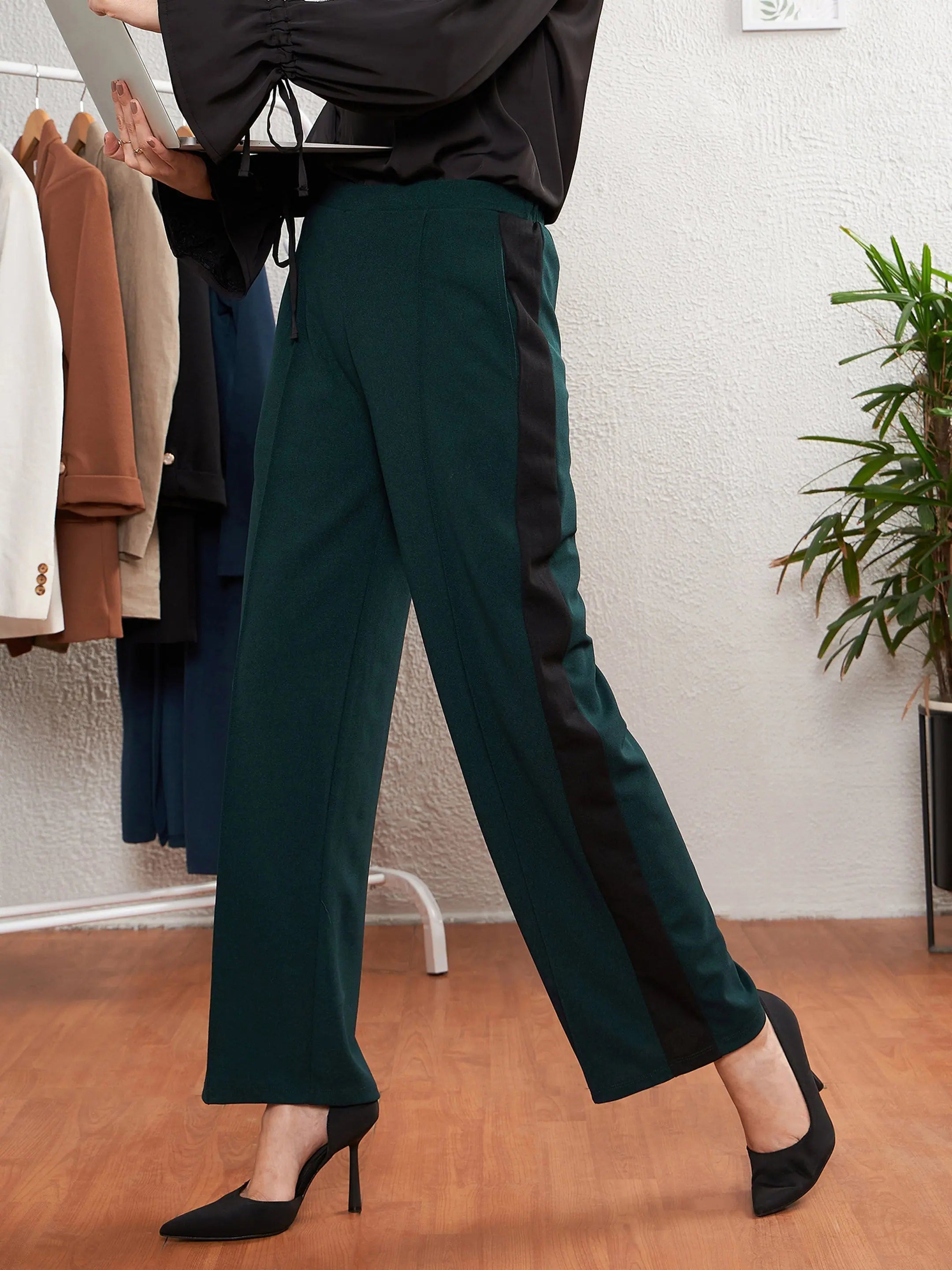 Emerald Green Side Tape Pants - Lehenga for Women Collection