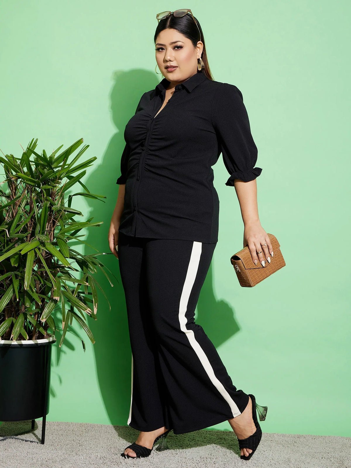 Women Solid Standard Black Jumpsuits & Sets