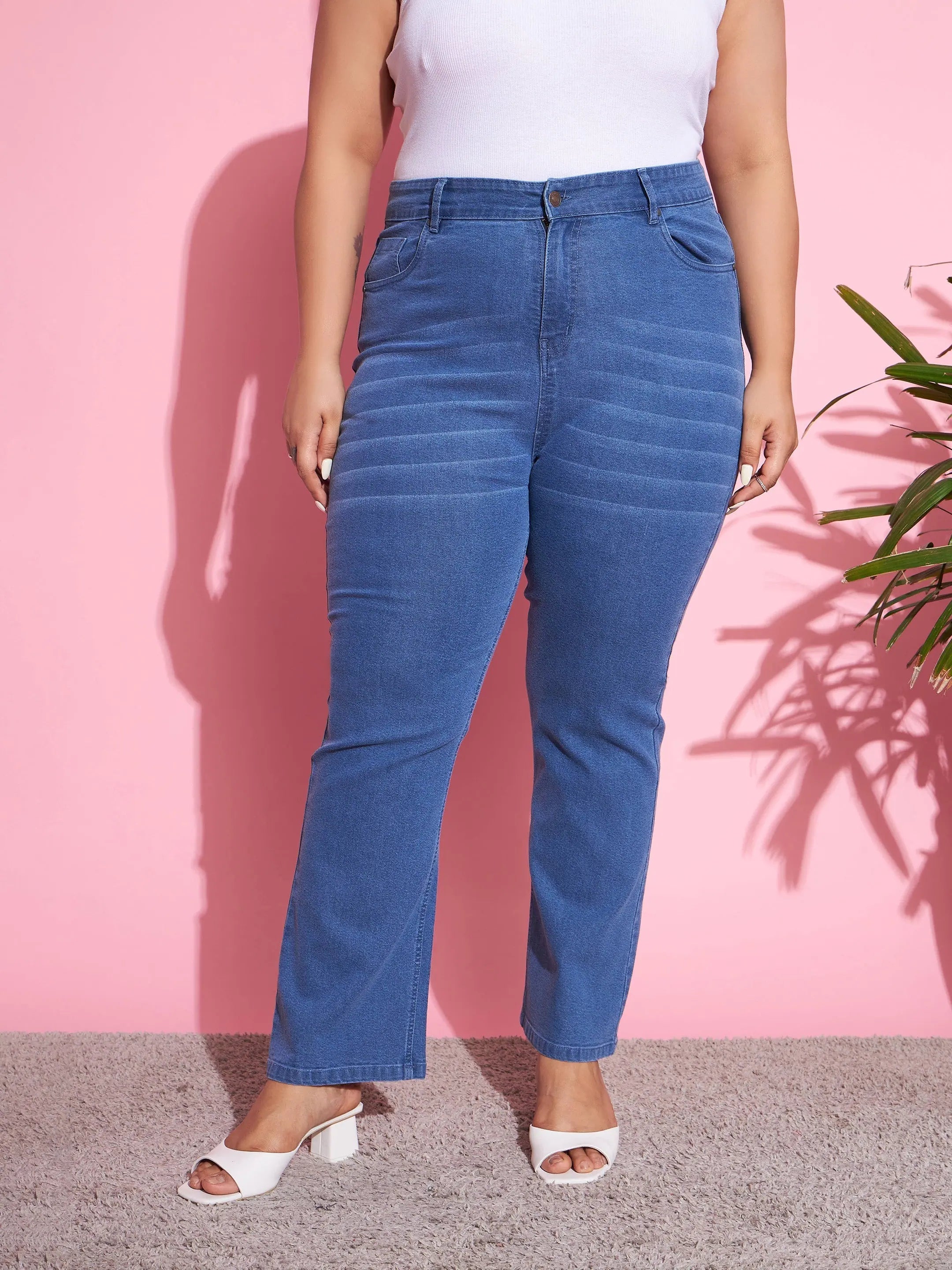 Women's Blue Wash Denim Boot Cut Jeans | Stylish & Comfy
