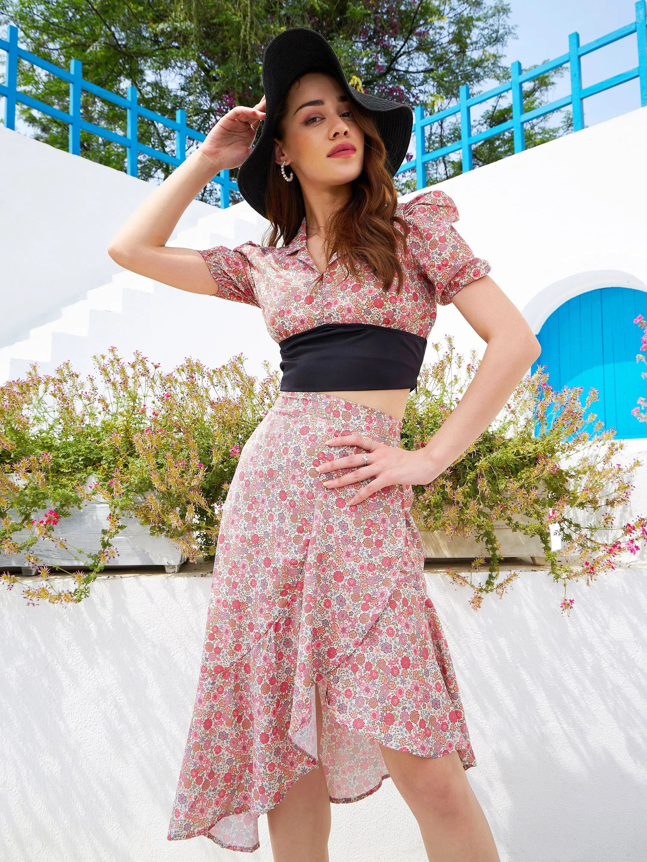 Beige Printed Set - Women's Designer Lehenga Style Outfit