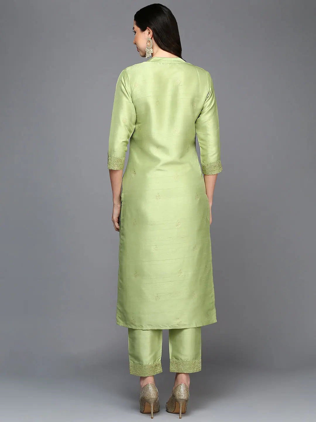 Embroidered Pink Silk Blend Kurta Set | Women's Indian Kurta