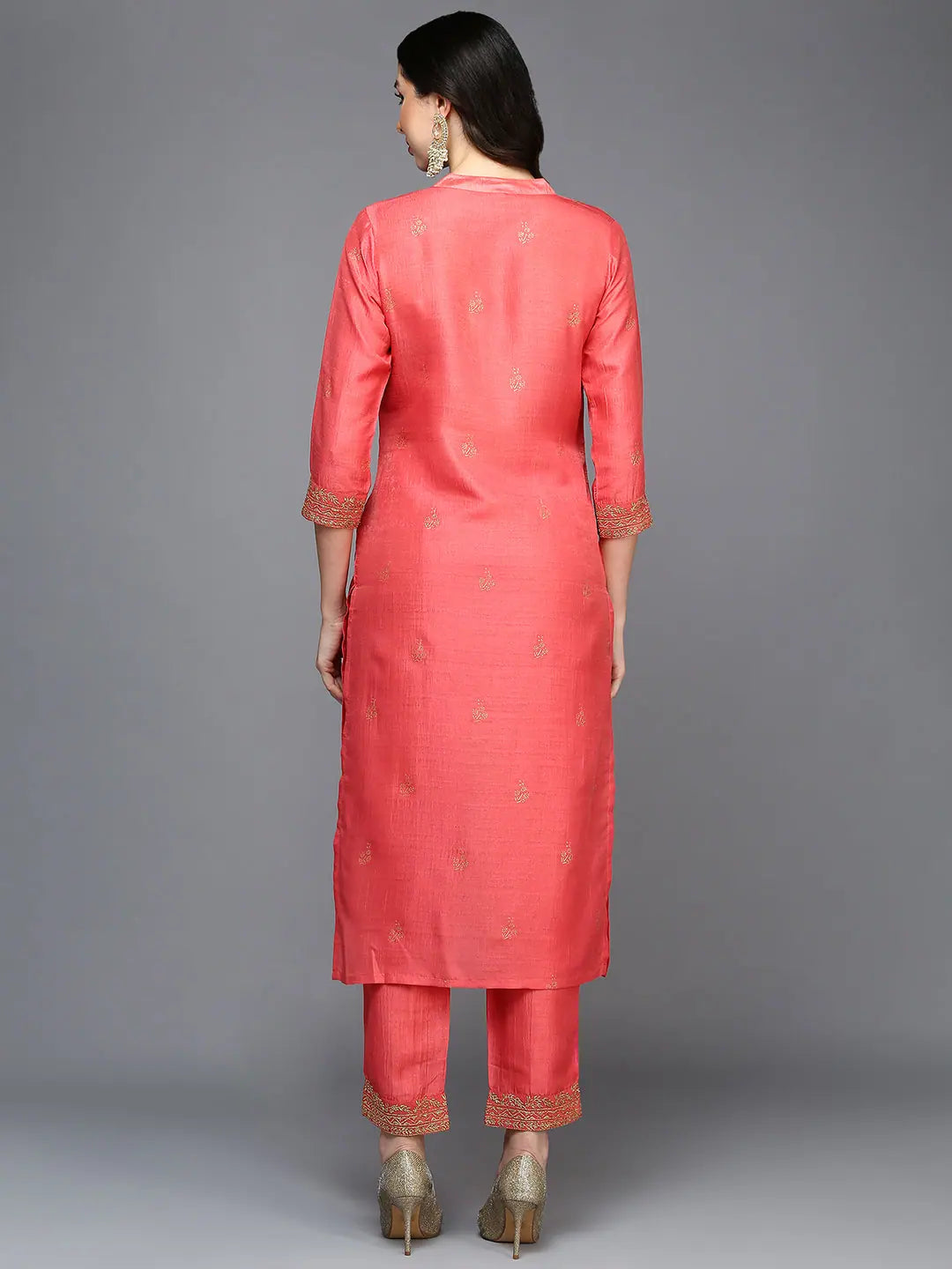 Pink Silk Blend Embroidered Kurta Set | Women's Indian Fashion