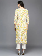 Viscose Rayon White Floral Printed Straight Kurta-VCK9411