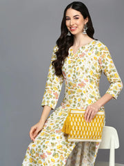 Viscose Rayon White Floral Printed Straight Kurta-VCK9411