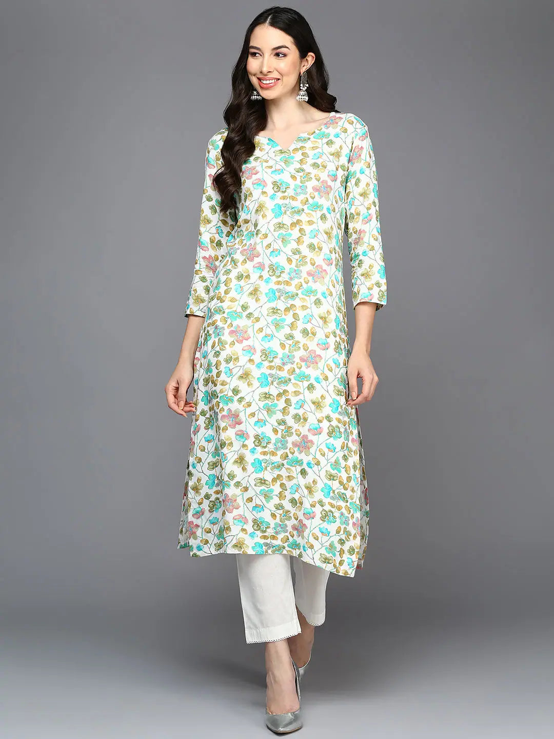 Viscose Rayon Floral Straight Kurta | Indian Kurta Ladies