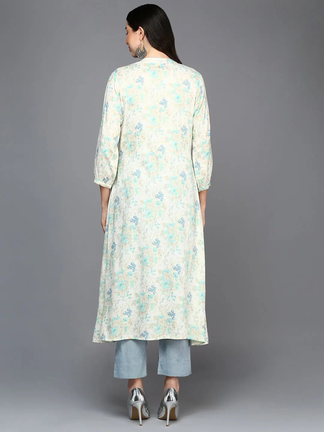 Floral Printed Flared Kurta-VCK9418 | Indian Kurtis for Women