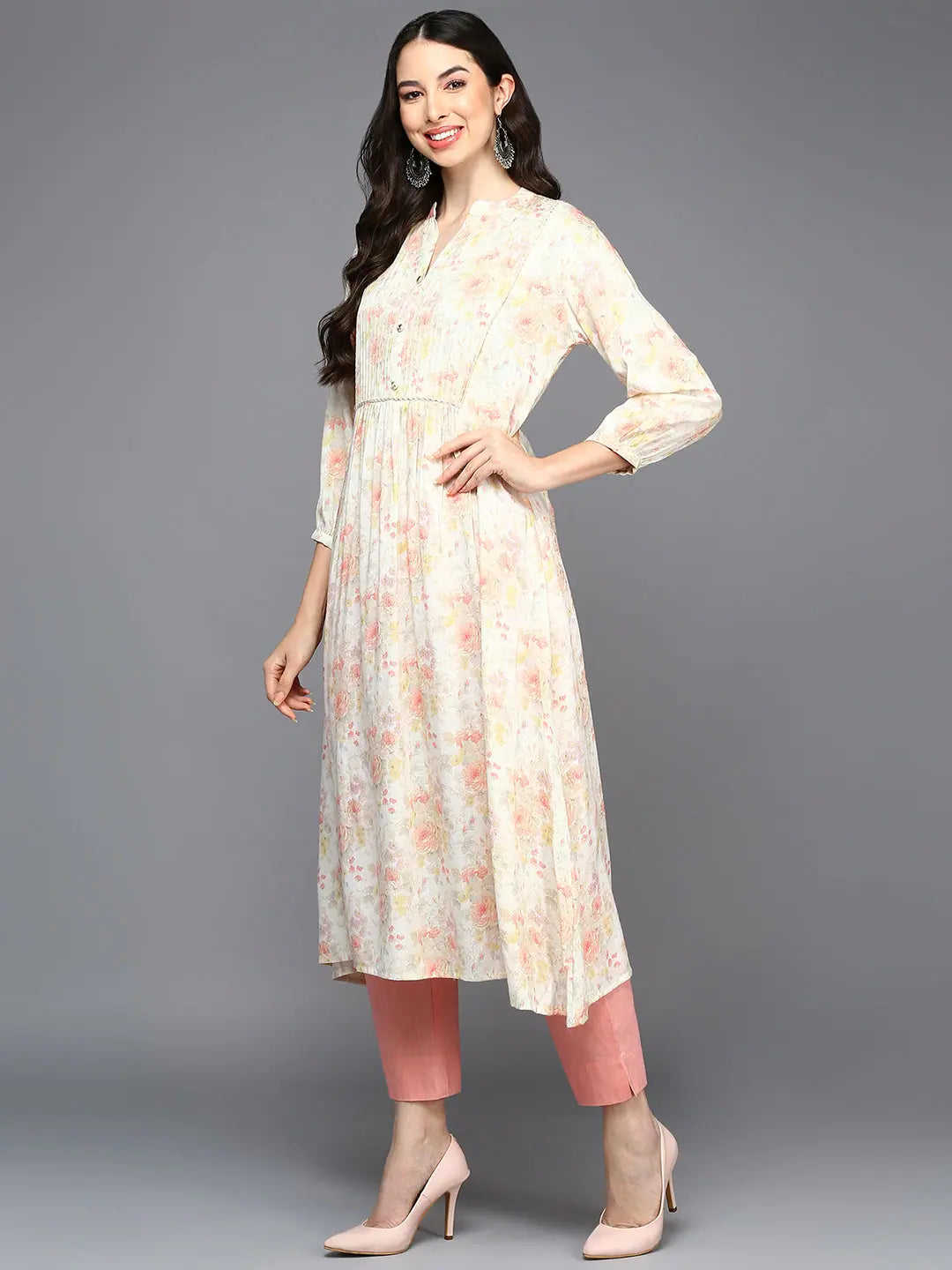 Cotton Floral Printed Flared Kurta | Indian Kurtas