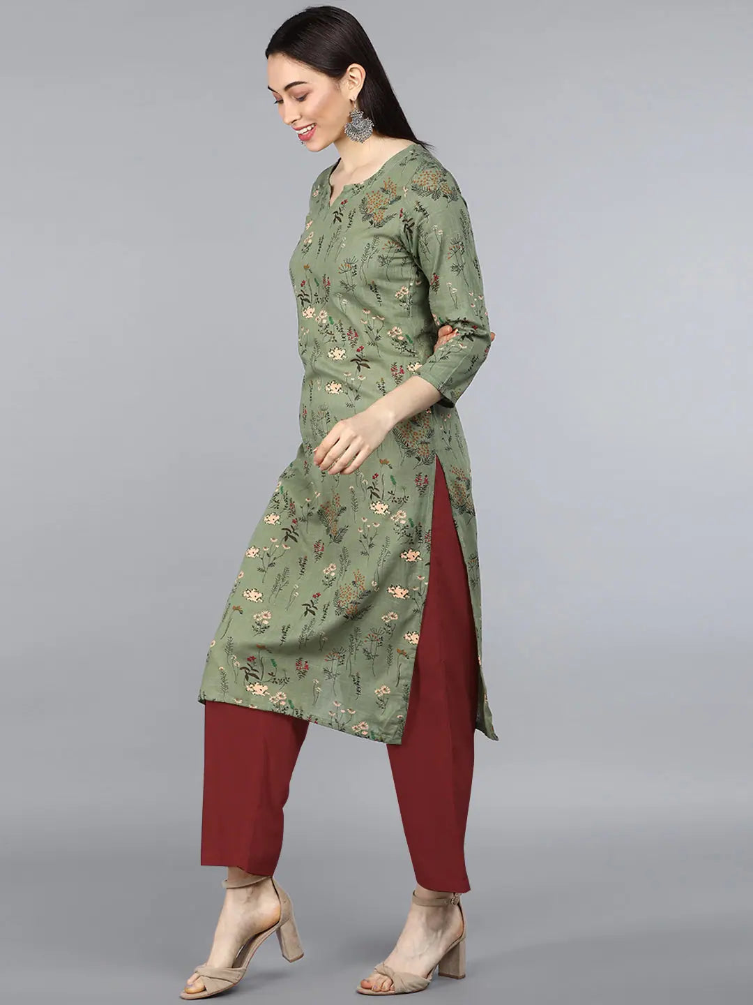 Women's Printed Cotton Kurta-VCK1267AB | Indian Kurtis Online