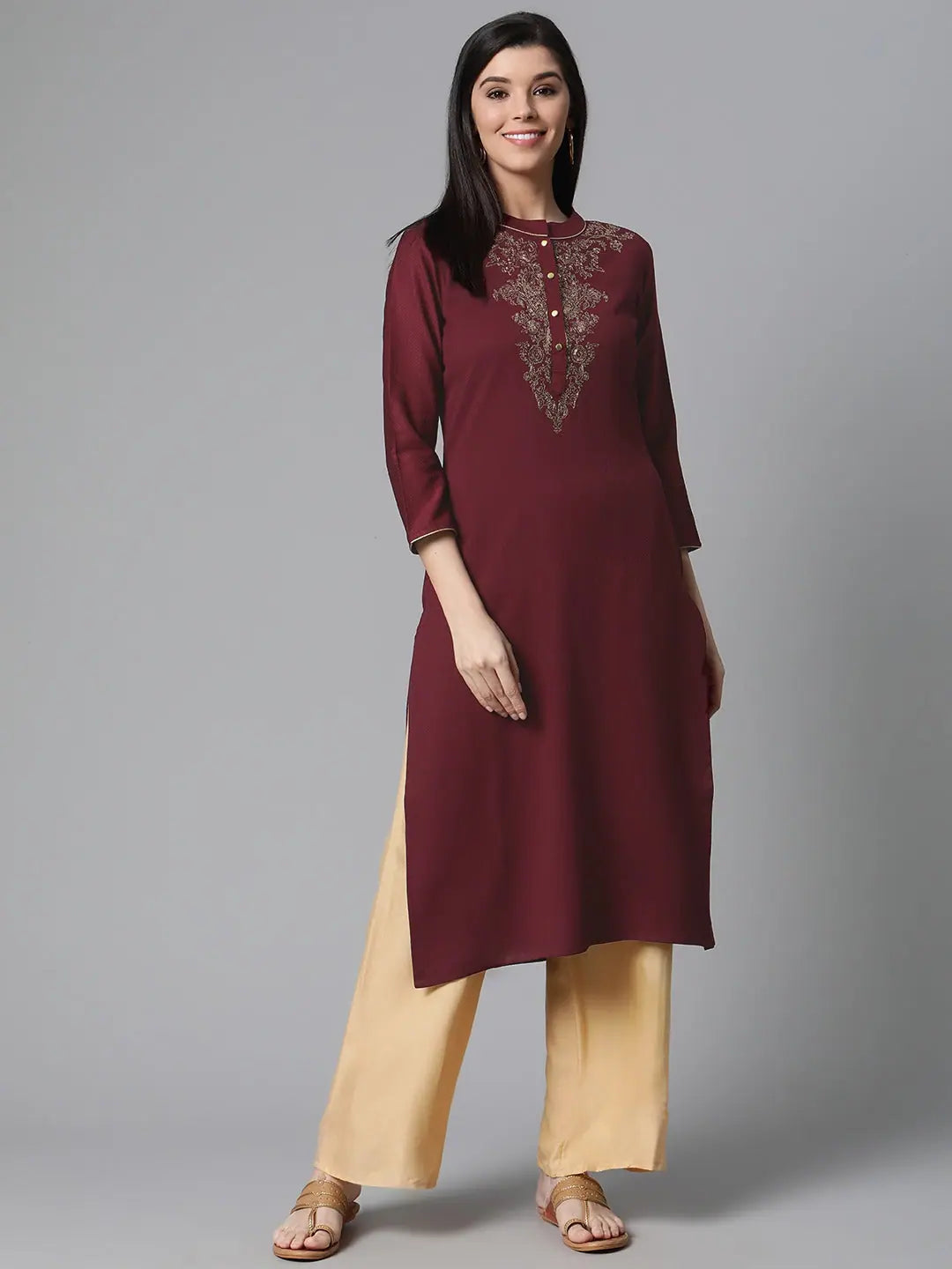 Elegant Embroidered Cotton Indian Kurta for Women - Ahika