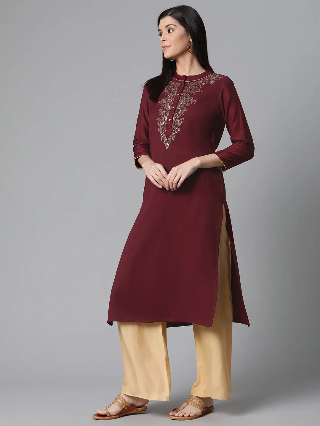 Elegant Embroidered Cotton Indian Kurta for Women - Ahika