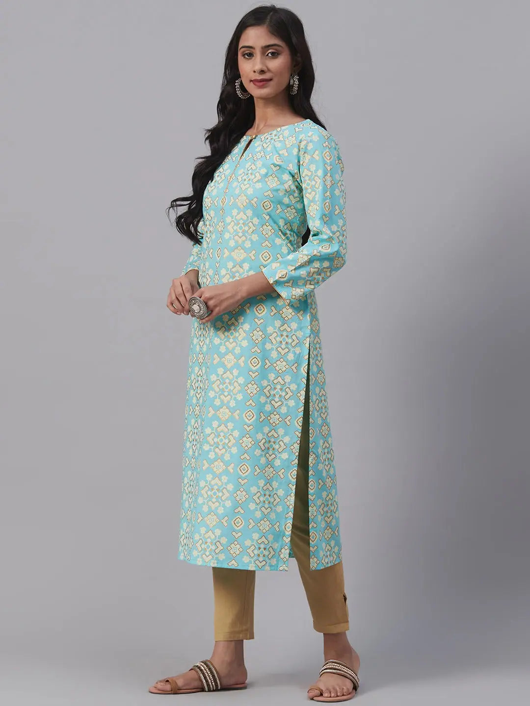 Ahika Cotton Printed Indian Kurta Ladies - Festive Kurtis Online