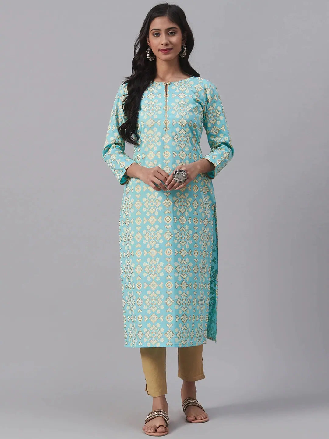 Ahika Cotton Printed Indian Kurta Ladies - Festive Kurtis Online