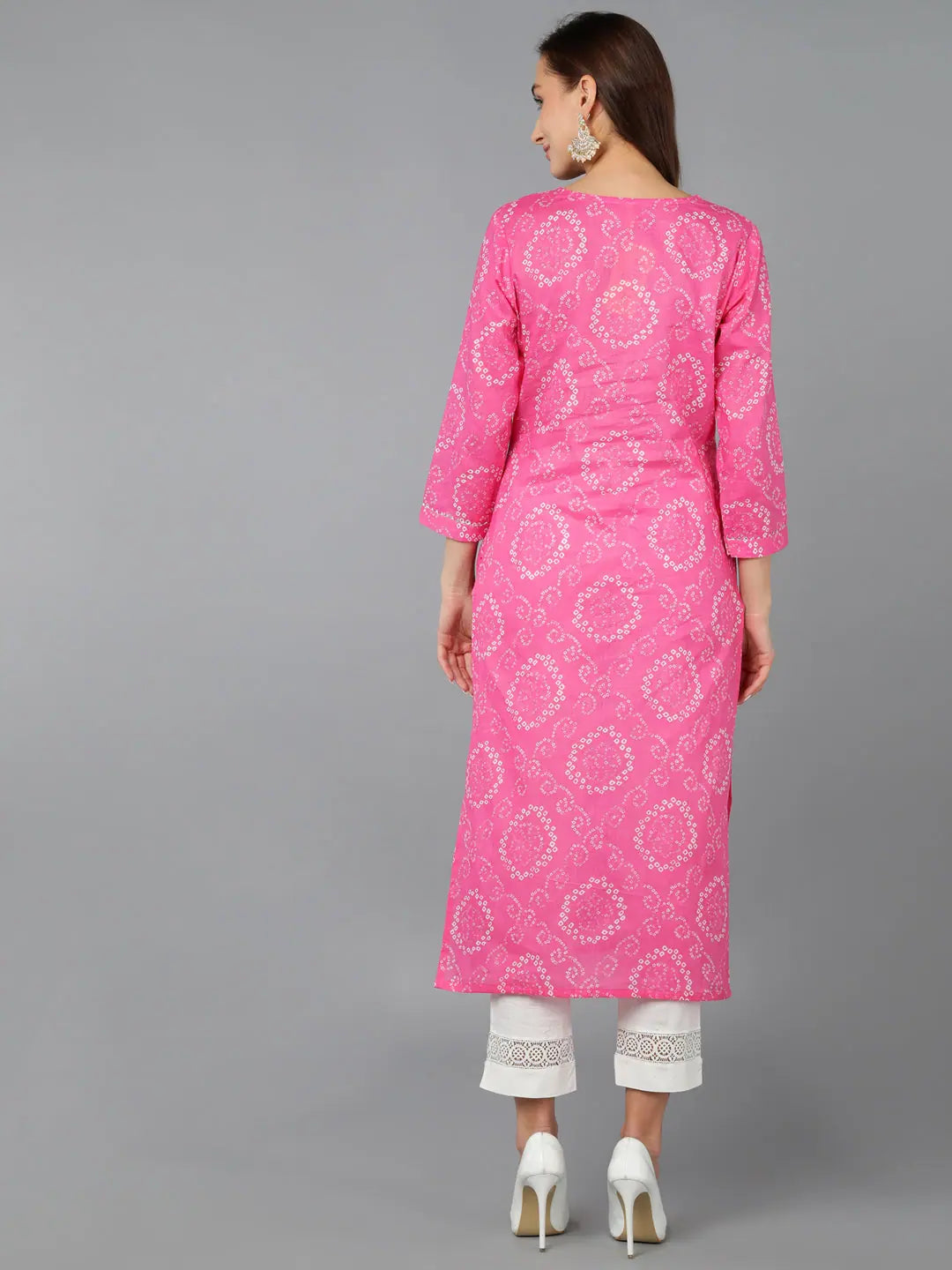 Cotton Embroidered Bandhani Kurti - Indian Kurta Ladies