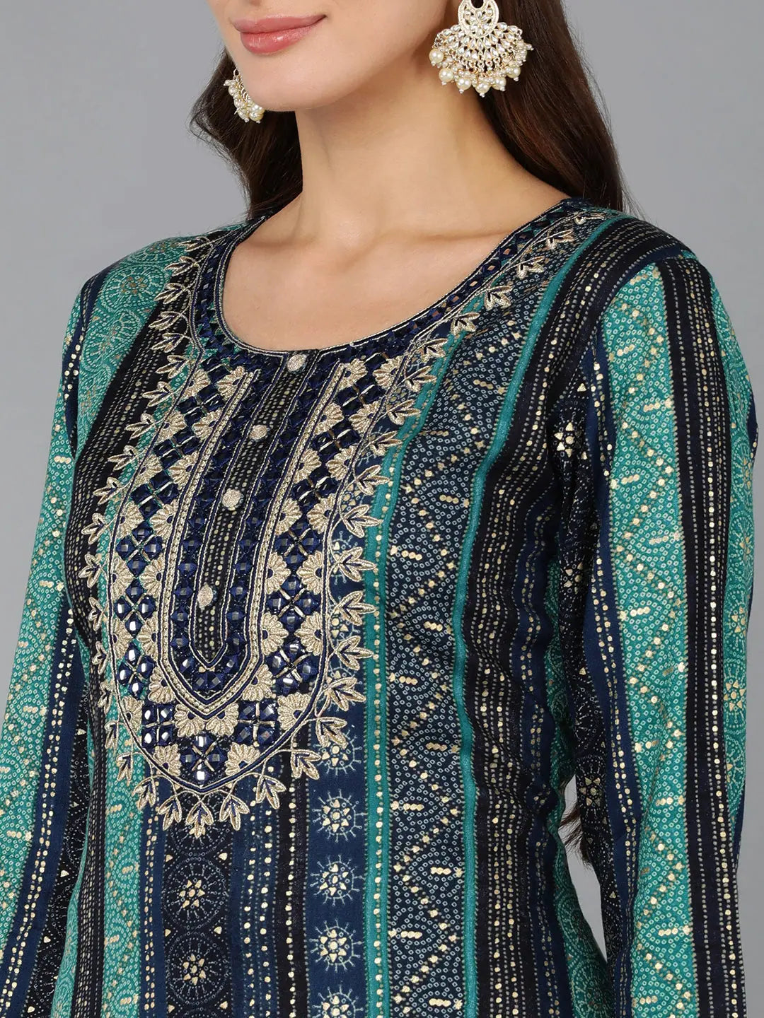 Embroidered Viscose Rayon Indian Kurta - Ahika Kurtis