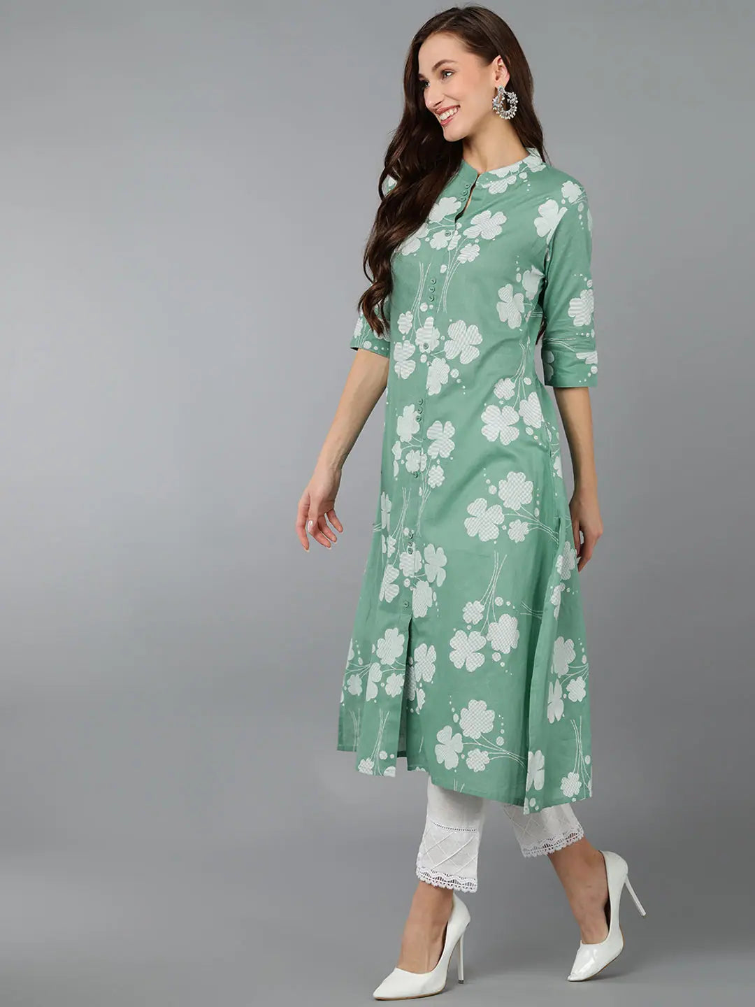 Cotton Floral Printed Kurtis | Indian Kurta Ladies - Ahika