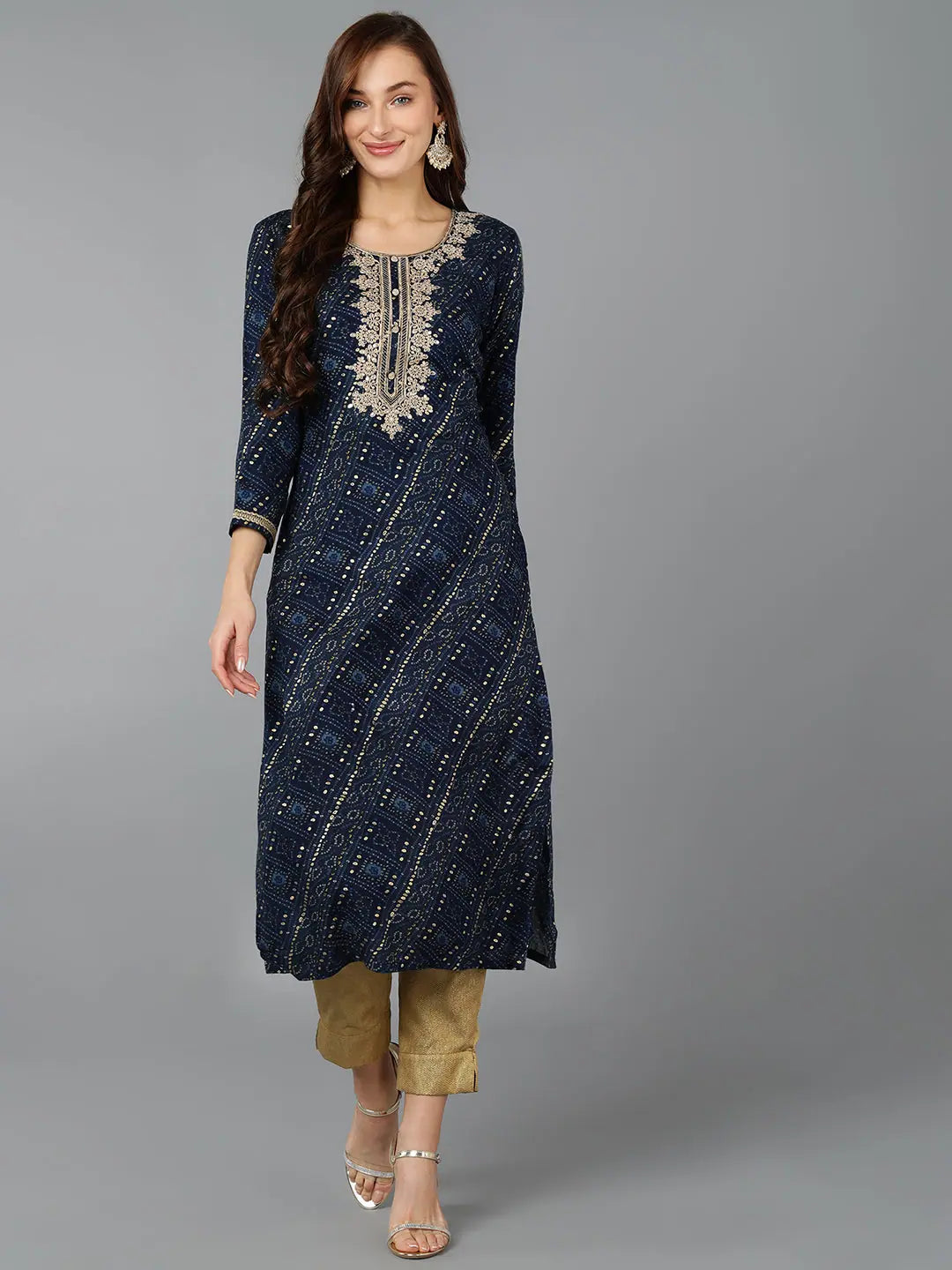 Elegant Embroidered Indian Kurtis Online - Viscose Kurta